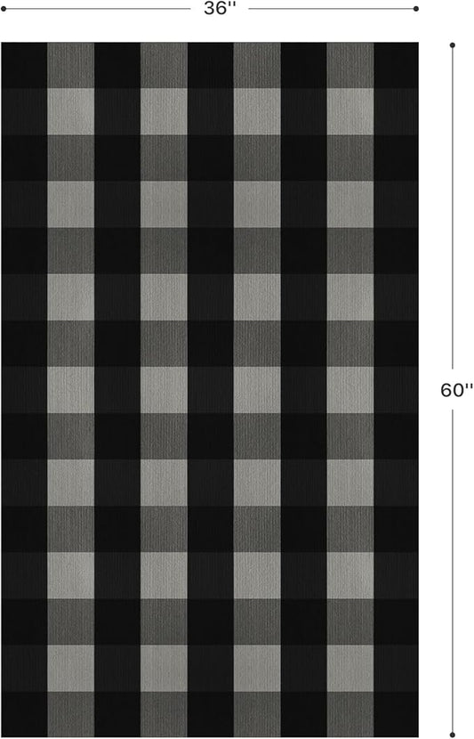 GENIMO Checkered Rug 3x5 Ft Black and White Outdoor Rug Buffalo Plaid Rugs Mat Fall Doormats Washable Rug for Front Porch Decor Indoor Entrance Patio Balcony Entryway