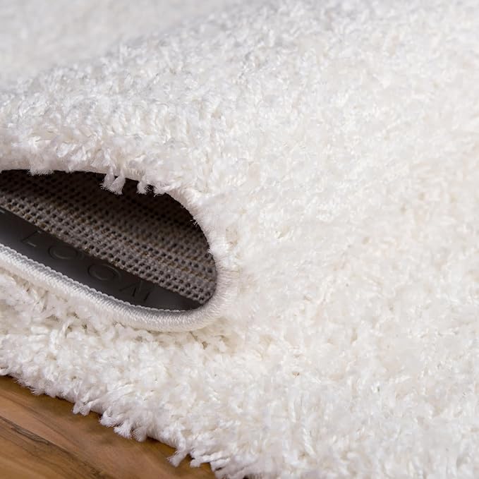 Unique Loom Solid Shag Collection Area Rug (8' Octagon, Snow White)