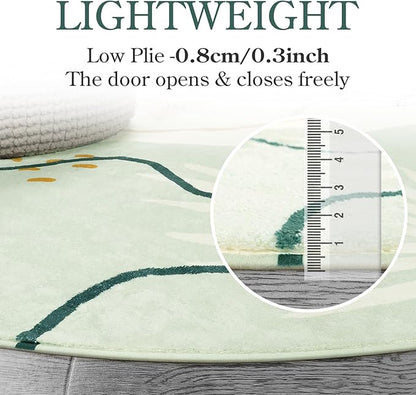 Lahome Green Botanical Print Washable Rugs - 5x7 Area Rugs for Living Room Boho Throw Large Bedroom Kitchen Rug Non-Slip Low-Plie Entryway Rug Floor Mat Carpet for Dining Laundry Room Office Rug