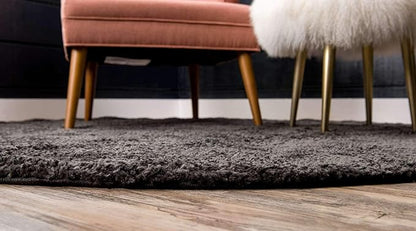 Unique Loom Solo Collection Area Rug - Calabasas (6' 1" Round, Charcoal/ Black)