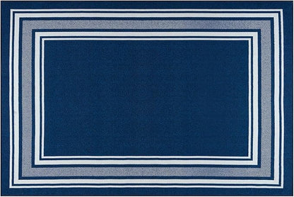 Beverly Rug Non Slip Area Rugs 2x3 Modern Bordered Non Skid Rubber Backing Soft Entryway Rug for Living Dining Room Easy to Clean Non Shedding Kitchen Bedroom Indoor Carpet 2 x 3 Navy