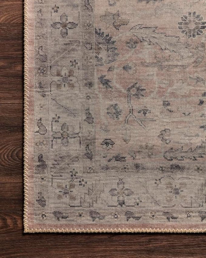 Loloi Hathaway Collection HTH-06 Blush/Multi 5'-0" x 7'-6", .25" Thick Area Rug, Soft, Durable, Printed, Modern, Low Pile, Non-Shedding, Easy Clean, Living Room Rug