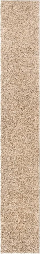 Unique Loom Davos Shag Collection Area Rug - Solid (2' 7" x 16' 5" Runner, Linen)