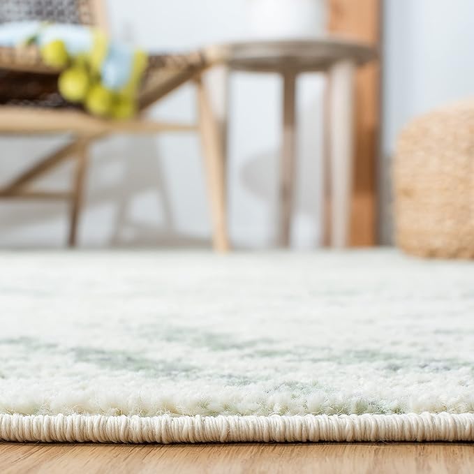 SAFAVIEH Adirondack Collection Area Rug - 9' x 12', Ivory & Green, Modern Diamond Distressed Design, Non-Shedding & Easy Care, Ideal for High Traffic Areas in Living Room, Bedroom (ADR131X)