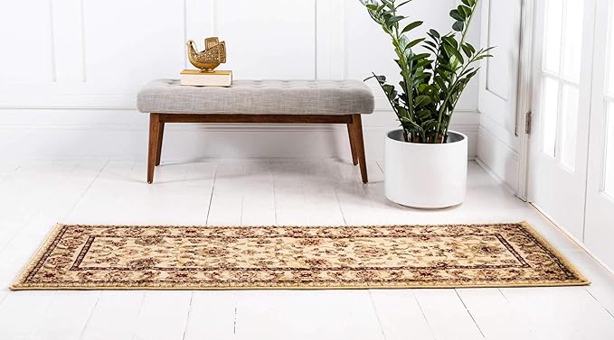 Unique Loom Voyage Collection Traditional Oriental Classic Intricate Design Area Rug (2' 7 x 10' 0 Runner, Ivory/Gold)