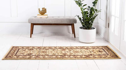 Unique Loom Voyage Collection Traditional Oriental Classic Intricate Design Area Rug (2' 7 x 10' 0 Runner, Ivory/Gold)