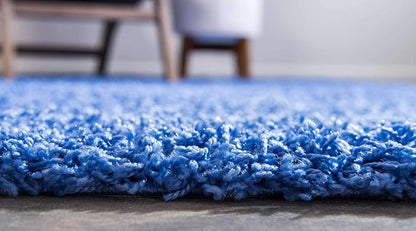 Unique Loom Solid Shag Collection Area Rug (5' 1" x 8' Rectangle, Periwinkle Blue)