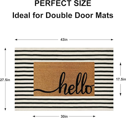 Black and White Striped Rugs 2.3'x3.6', Washable Hand Woven Front Door Rug, Reversible Outdoor Welcome Mat Foldable Layered Door Mats for Entryway Porch Decor Home Entrance