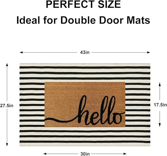 Black and White Striped Rugs 2.3'x3.6', Washable Hand Woven Front Door Rug, Reversible Outdoor Welcome Mat Foldable Layered Door Mats for Entryway Porch Decor Home Entrance