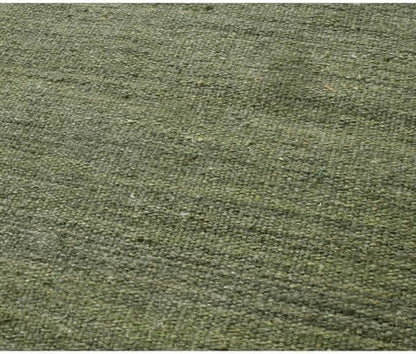 Rugsotic Carpets Hand Woven Flat Weave Kilim Wool ECO-Friendly Area Rugs - 6'x6', Square Shape, Olive Color, Solid Plain Design, Low Pile Handmade Area Rugs for Living Room, Bed Room (D00111)