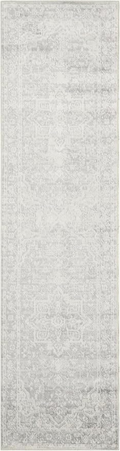 Nourison Home Astra Machine Washable Grey 2'2" x 8' Area Rug - Easy Clean, Non Shedding, Bed Room, Living Room, Dining Room, Kitchen (8' Runner)