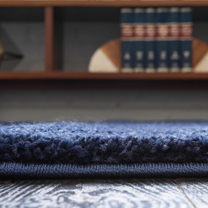 Unique Loom Solo Collection Area Rug - Calabasas (4' 1" Square, Navy Blue)