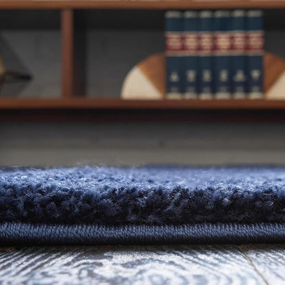 Unique Loom Solo Collection Area Rug - Calabasas (4' 1" Square, Navy Blue)
