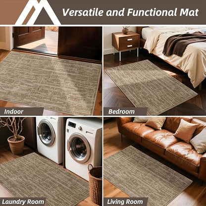COSY HOMEER-Dirt-Trapper-Door-Mat 32"x48" Non-Slip Entryway Rugs Washable Welcome Mat Absorbent Entrance Mats Low Pile Dog Door Mats for Front Back Doomats and Wet Shoes,Taupe