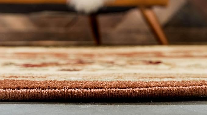 Unique Loom Versailles Collection Traditional Classic Floral Motif Area Rug (6' 0 x 6' 0 Round, Terracotta/ Ivory)