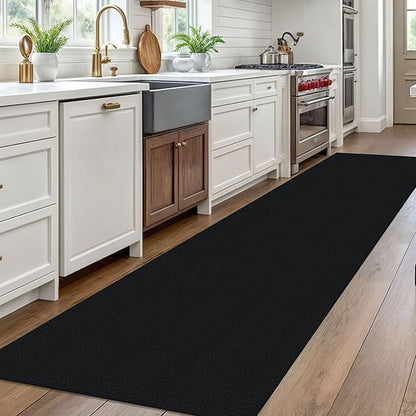 EARTHALL Washable Runner Rug 3x10 Ft Non Slip Runners for Hallways Long Cotton Rubber Backed Kitchen Runner Braided Indoor Floor Carpet Runners for Entryway, Hallway, Kitchen, Black