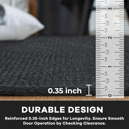 KOZYFLY Washable Area Rug 4x6 ft Non Slip Rubber Backed Living Room Rugs Braided Woven Cotton Kitchen Rugs Indoor Entryway Rug Floor Carpet for Dining Living Room Bedroom, Black/Dark Grey