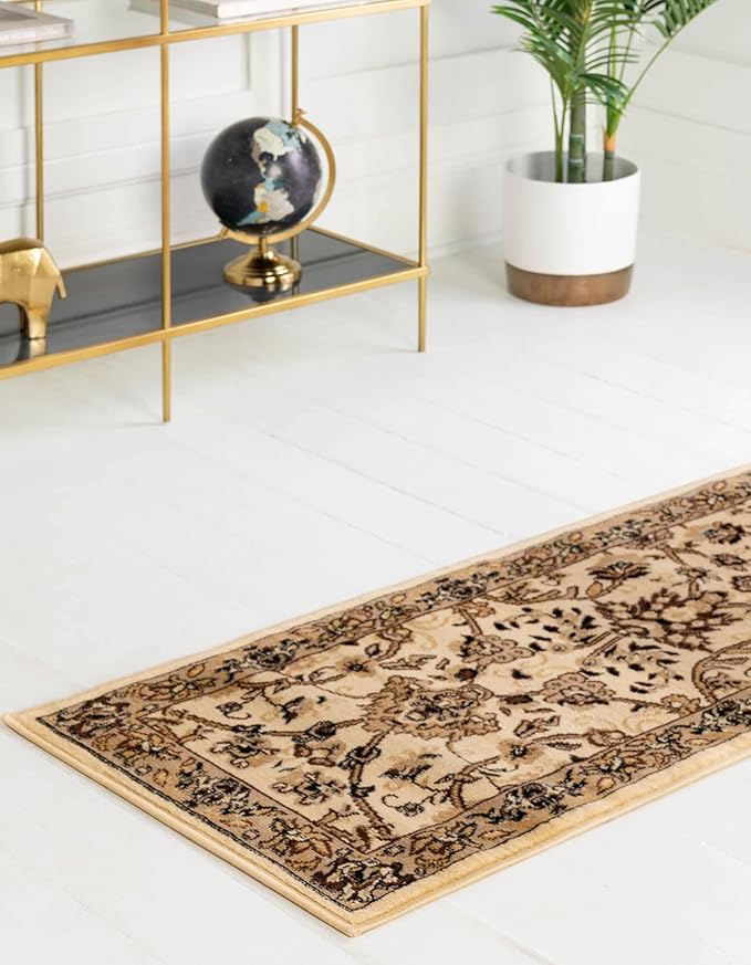 Unique Loom Sialk Hill Collection Area Rug - Washington (2' 2" x 8' 2" Runner Ivory/Black)