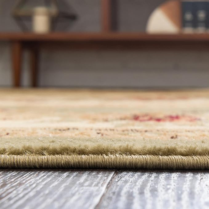 Rugs.com Chateau Collection Rug – 4 Ft Square Green Medium Rug Perfect for Living Rooms, Kitchens, Entryways