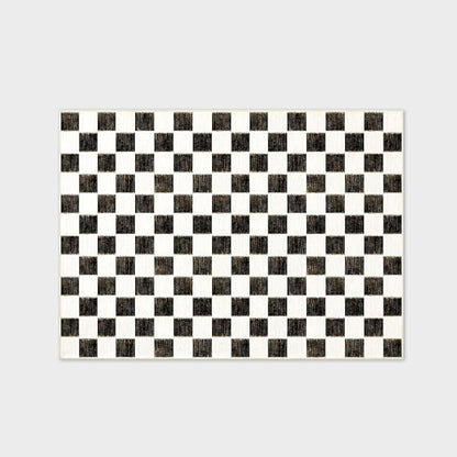 EVERGRACE Checkered Plaid Area Rug 5x7, Soft Faux Wool Rugs Washable Anti Slip Rugs Large Rug Carpet for Entryway Bedroom Living Room Hallway Kitchen Dining Room and Laundry Room, Black