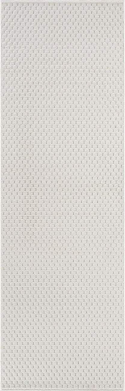 CAMILSON Modern Runner Rug 2x7 Luxury Pebble Pattern Micro Loop Hallway Rugs Soft High-Low Pile Stain Resistant Easy to Clean Non-Shedding Durable Entryway Kitchen Indoor Area Carpet (White)