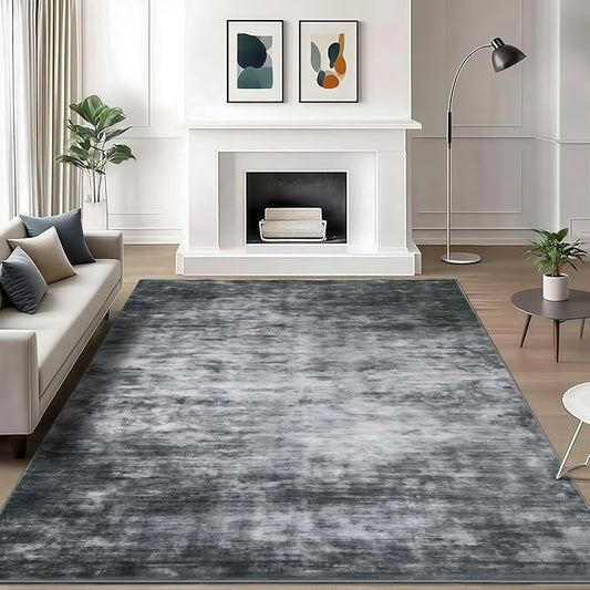 WILLSUN Washable Area Rugs, 6x9 Non-Slip Boho Large Area Rugs for Living Room, Bedroom, Machine Washable Vintage Rug, Indoor Floral Print Carpet for Home Decor, Kid & Pet Friendly Mat