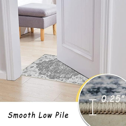 vivorug 5x7 Area Rugs, Stain Resistant Washable Rug for Living Room, Vintage-Inspired Grey Floral Rug