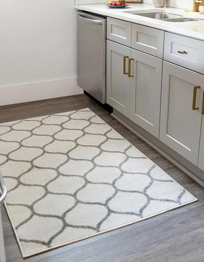 Rugs.com Lattice Frieze Collection Rug – 9' x 12' Ivory Medium Rug Perfect for Living Rooms, Large Dining Rooms, Open Floorplans
