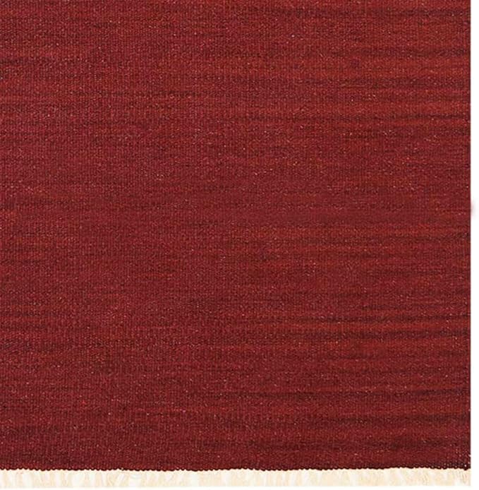 Rugsotic Carpets Hand Woven Flat Weave Kilim Wool ECO-Friendly Area Rugs - 2'6"x8', Runner Shape, Burgundy Color, Solid Plain Design, Low Pile Handmade Rugs for Living Room, Bed Room (D00111)