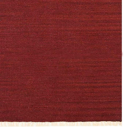 Rugsotic Carpets Hand Woven Flat Weave Kilim Wool ECO-Friendly Area Rugs - 2'6''x10', Runner Shape, Burgundy Color, Solid Plain Design, Low Pile Handmade Rugs for Living Room, Bed Room (D00111)