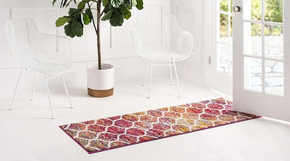 Rugs.com Lattice Frieze Collection Rug – 2' 7 x 11' Runner Multi Medium Rug Perfect for Living Rooms, Large Dining Rooms, Open Floorplans