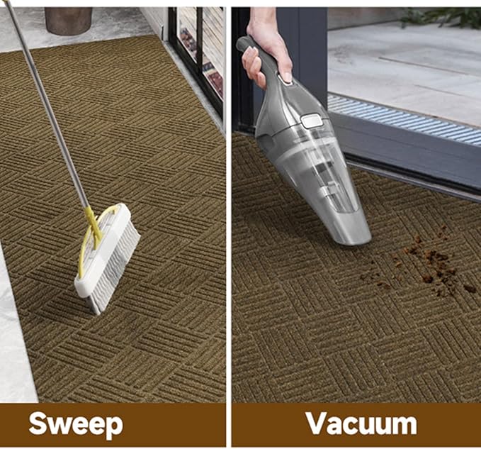 jxgzyy Door Mat, 3'11" x 2'8" Non Slip Carpet Runner, Dirt Trapper Indoor/Outdoor Floor Mats for Patio, Front Door, Garage, Front Back Door, Entryway, Waterproof, Brown