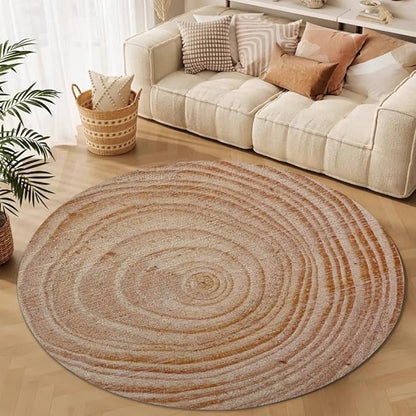 Tree Stump Growth Rings Washable Round Rugs Wood Color Texture Circle Rugs for Living Room Entryway Round Area Rug Soft Non Slip Nursery Carpet for Bedroom Dining Coffee Table 7ft