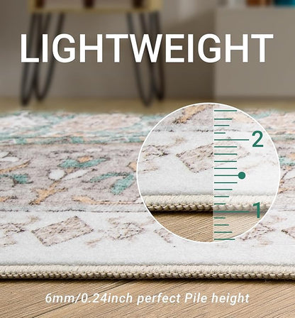 zesthome 10x14 Area Rugs,Stain Resistant Washable Rug,Ultra-Thin Rugs for Living Room,Bedroom,Non-Slip Backing Home Decor Large Area Rug (Green/Brown,10'x14')