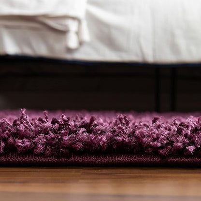 Unique Loom Solid Shag Collection Area Rug (7' 1" Round, Eggplant Purple)
