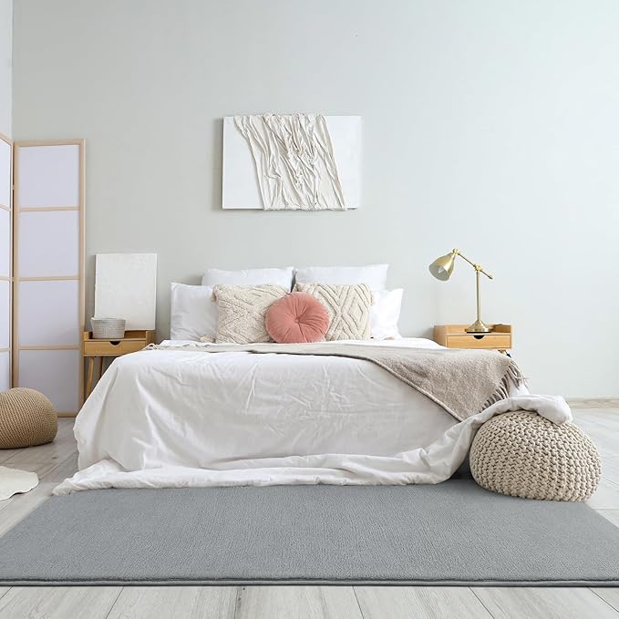 Amearea Modern Soft Hallway Runner Rug, 2x6 Feet Washable Runner Rugs for Hallway, Grey Fluffy Rug Bedroom Bedside Rugs, Non Slip Memory Foam Rug Carpet for Entrance Kitchen Living Room Decor