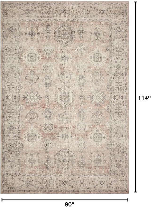 Loloi Hathaway Collection HTH-03 Java/Multi 7'-6" x 9'-6", .25" Thick Area Rug, Soft, Durable, Printed, Modern, Low Pile, Non-Shedding, Easy Clean, Living Room Rug