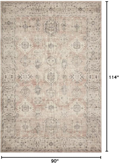 Loloi Hathaway Collection HTH-03 Java/Multi 7'-6" x 9'-6", .25" Thick Area Rug, Soft, Durable, Printed, Modern, Low Pile, Non-Shedding, Easy Clean, Living Room Rug