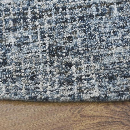 Hand Tufted Wool ECO-Friendly Area Rugs - 8'x8', Round Shape, Dark & Blue, Solid Plain Design, High Pile Thick Handmade Anti Skid Area Rugs for Living Room, Bed Room (KWC111)