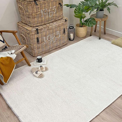 Alfa Rich 5x8 White Washable Area Rugs for Living Room Bedroom Kitchen Cotton Decor Rug