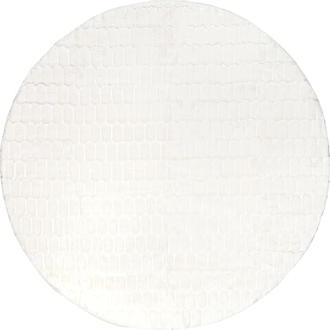 nuLOOM Nia White/Ivory, 5' Round, Cozy Shag, Fluffy and Soft, High Traffic, Stain Resistant, Easy Clean, Durable Machine Washable Area Rug for Bedroom, Living Room, Dining, Den, Foyer, Entryway