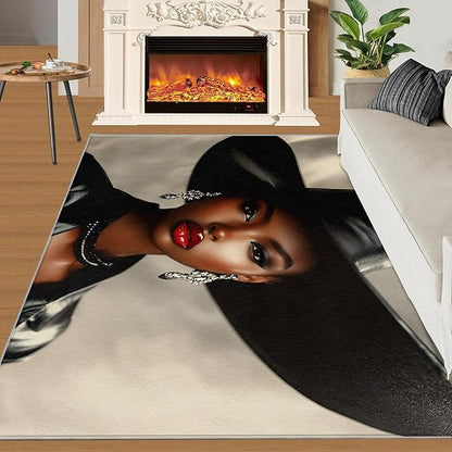 6x9 Fashionable Woman Living Room Rug - Modern Woman Bedroom Carpet, Sexy Girl Classroom Rug for Carpet Boy Bedroom Office Nursery Hardwood Home Decor
