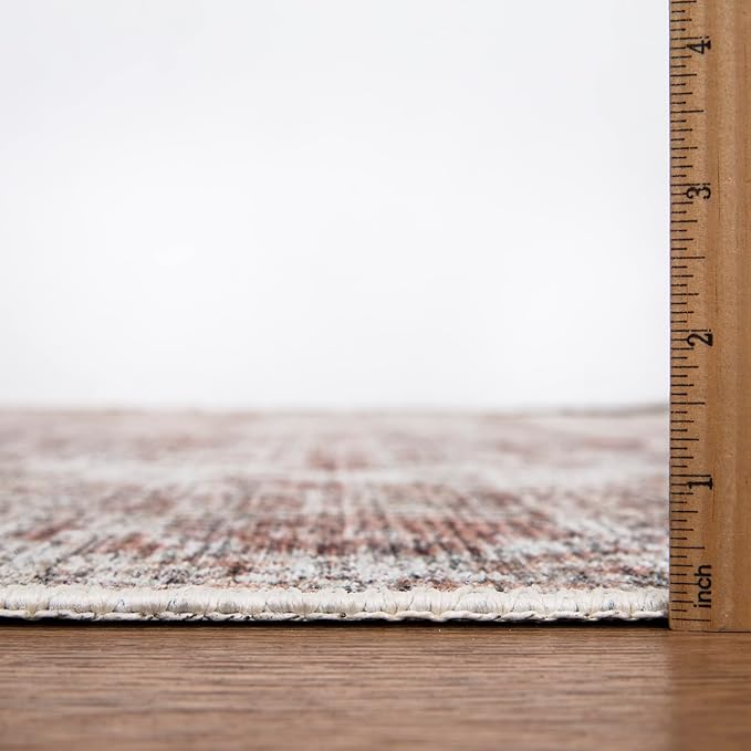Bloom Rugs Washable Non-Slip 9' x 12' Rug - Ivory/Blush Traditional Area Rug for Living Room, Bedroom, Dining Room, and Kitchen - Exact Size: 9' x 12'