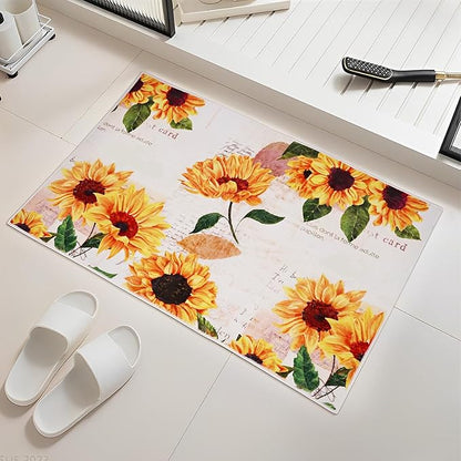 Sunflower Area Rug - 2' x 3' Vintage Oil Painting Artwork Small Rug Doormat Vintage Floral Non-Slip Washable Low-Pile Floor Carpet for Living Room Bedroom Dinning Room Kitchen Bathroom