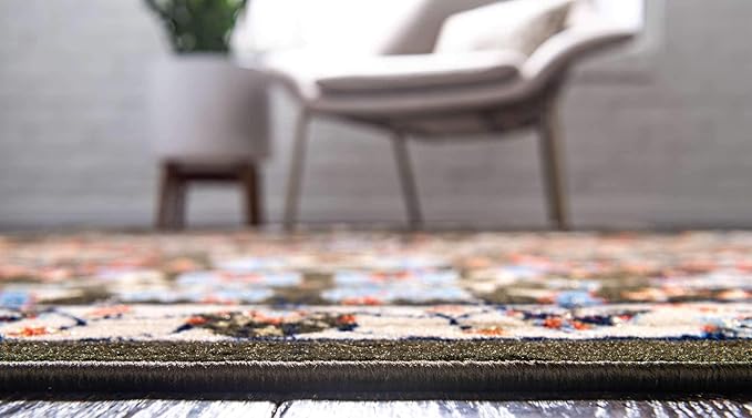 Unique Loom Espahan Collection Area Rug - Cape Cod (9' 10" x 13' 1" Rectangle, Green/ Black)
