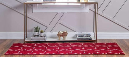 Unique Loom Trellis Frieze Collection Area Rug - Geometric (2' x 6' 1" Runner, Red/ Ivory)