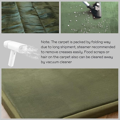 MAXYOYO Baby Play Mat, 1.2" Thick Memory Foam Soft Padded Carpet with Non-Slip Backing, 3x5 ft Japanese Tatami Rug Living Room for Kids, Toddler, Children, Nusery(Olive Green)