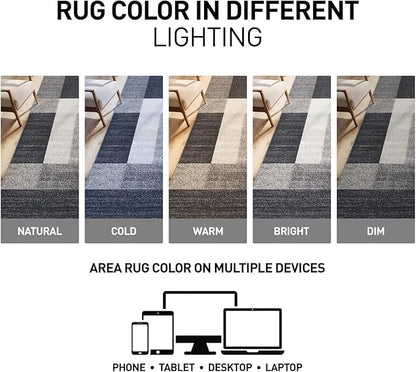 Rugshop Gray Modern Geometric Boxes Non-Slip Area Rug Non-Shedding for Spacious Living Rooms and Open Spaces, 12' x 15'