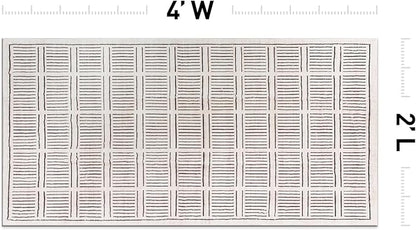 Rugshop Bohemian Stripe Lines Washable Non Slip Area Rug 2' x 4' Ivory