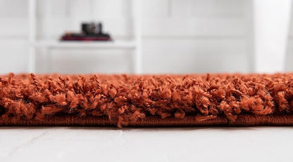 Unique Loom Solid Shag Collection Area Rug (3' 3" x 5' 3" Oval, Terracotta)